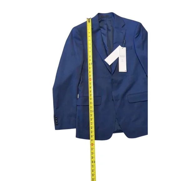 Calvin Klein Slim Fit Navy Suit Jacket 38L 100% Wool Two Button Blazer - Picture 9 of 13